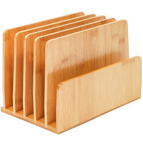 holder organizer desk wood upright file desktop sorter envelopes books mails papers magazines documents inches bamboo paper target junkie