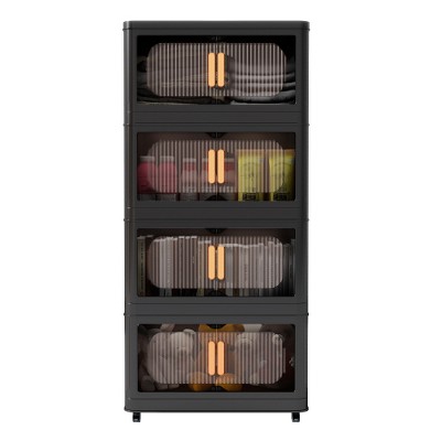 Dolonm 20" Side Wide Folding Storage Cabinet,5 Tiers,with Magnetic Door, Wheels