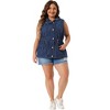 Agnes Orinda Women's Plus Size Utility Anorak Cargo Drawstring Jean Denim Vests - 3 of 4