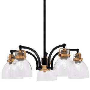 Toltec Lighting Easton 5 - Light Chandelier in  Matte Black/Brass with 6" Clear Bubble Shade - 1 of 1