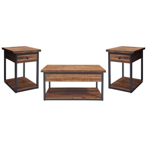 Fresh pictures of end tables Claremont Rustic Wood Coffee Table And 2 End Tables Black Alaterre Furniture Target