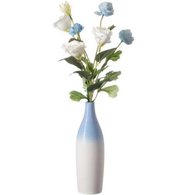 Uniquewise Modern Decorative Ceramic Table Vase Ripped Design Bottle Shape Flower  Holder