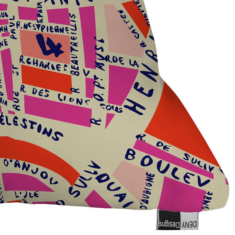 Pink Holli Zollinger Paris Map Throw Pillow (20&#34;x20&#34;) - Deny Designs, 3 of 6