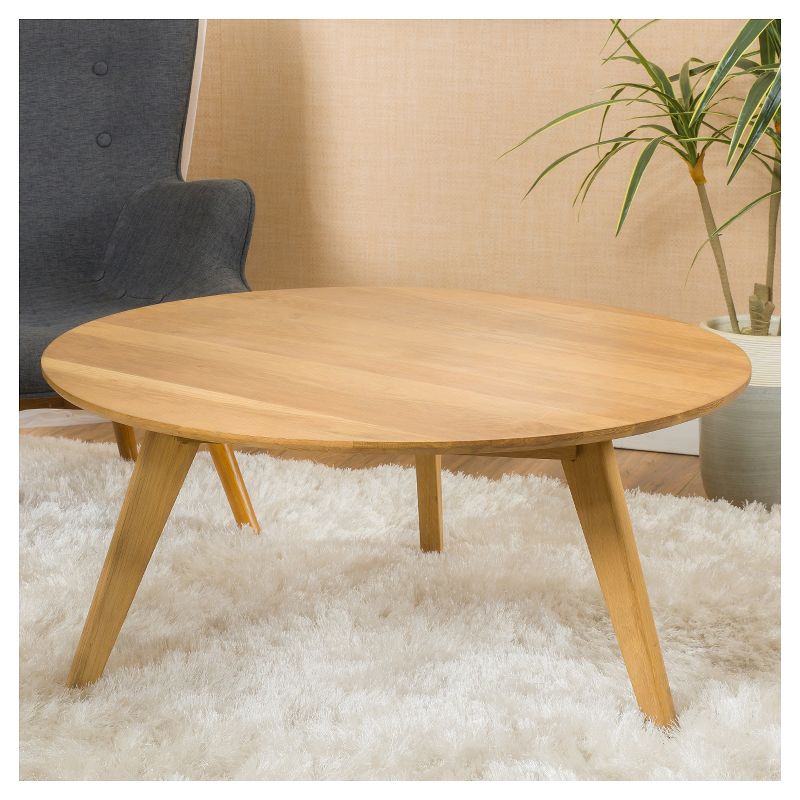 Canton Round Acacia Wood Coffee Table - Natural - Christopher Knight Home, 4 of 6