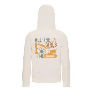 Everyday Kids All the Girls Dig Me Boys Zip Up Hoodie – Funny Construction Truck Sweatshirt - 1 of 4