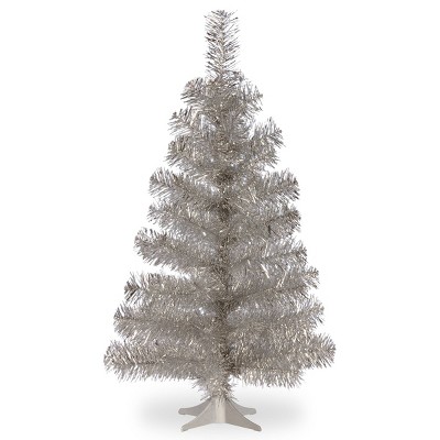 3ft National Christmas Tree Company Silver Tinsel Artificial Pencil Christmas Tree