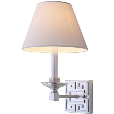 Contemporary Greek Key Silver Wall Sconce Set