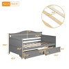 Twin Size Daybed with Storage Drawers and Arched Backrest, Solid Pine Wood Frame Bed for Bedroom or Living Room-Baofuwish - 4 of 4
