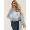 Allegra K Women's Zip Up See-Through Lightweight Long Sleeve Mesh Bomber Jacket - 2 of 4
