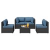 Celebalcony 5-piece black rattan sofa seating set (with cushions) Navy Blue - 2 of 4