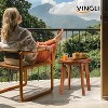 VINGLI Solid Wood Outdoor Side Table, Weather-Resistant Round Patio End Accent Table for Garden, Balcony, Porch - 2 of 4