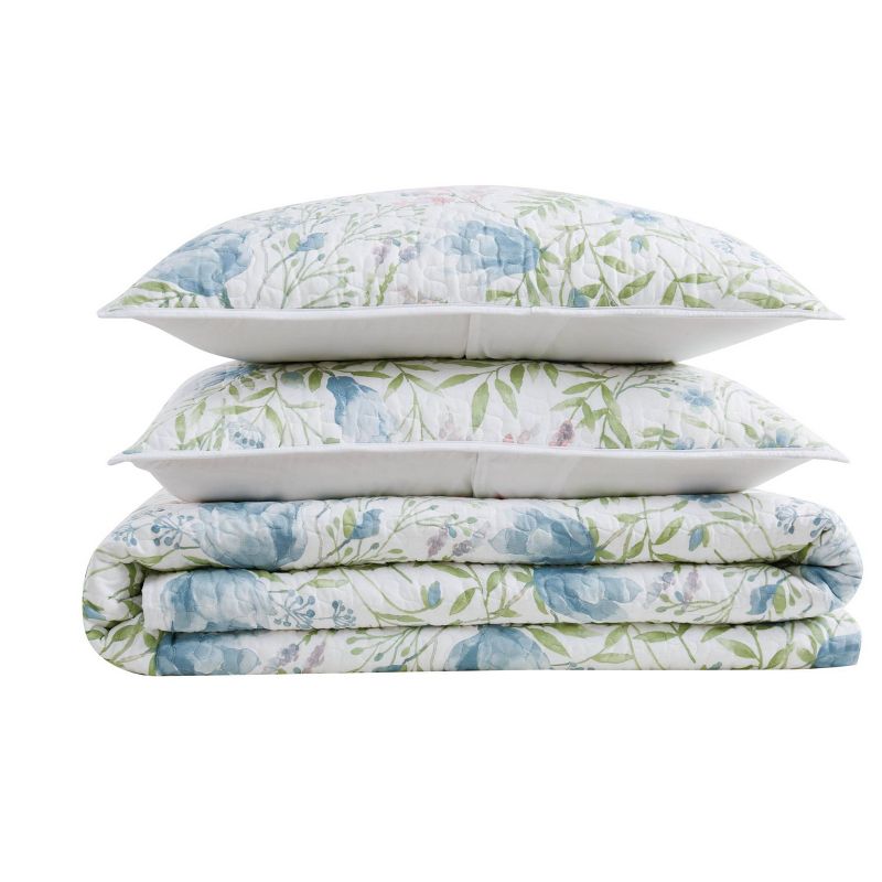 Cottage Classics Field Floral Quilt Set Blue/Green/White, 3 of 7