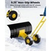 29" Steel Snow Pusher with Wheels, 5-Position Adjustable Blade & Height Handle, Back-Saving Driveway Snow Removal Tool - 4 of 4