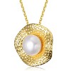 Guili Sterling Silver 14K Gold Plated Pendant Necklace featuring Genuine Freshwater Pearl for an elegant, gracefully refined touch. - 2 of 3
