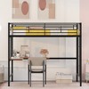 Twin/Full Size Metal Loft Bed with Desk and Metal Grid, Space-Saving Study Bed Frame, White/Black - HABITRIO - 3 of 4