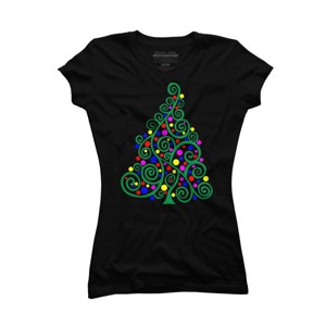 Junior's Design By Humans Doodle Christmas Tree By DesignsbyDarrin T-Shirt - 1 of 3