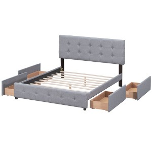 NicBex Queen Size Upholstered Platform Bed with Classic Headboard and 4 Drawers for Adults/Boys/Girls - 1 of 4