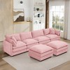 GDFStudio Oshan 130.71" Modern 4-Seater Wooden Chenille Upholstered Sectional Sofa with Movable Ottomans - 2 of 4