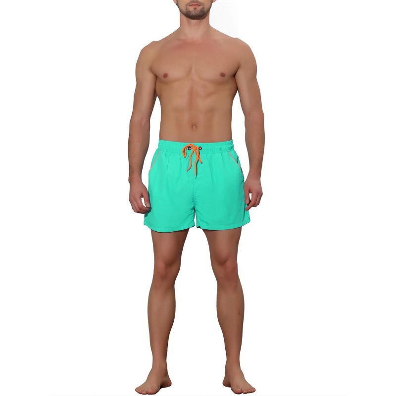 Lars Amadeus Men's Elastic Waist Solid Color Summer Sports Swim Board Shorts, 2 of 6