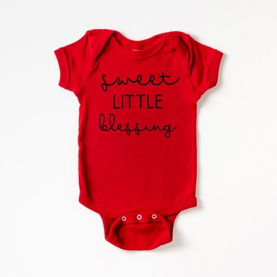 The Juniper Shop Sweet Little Blessing Baby Bodysuit - NB - Red