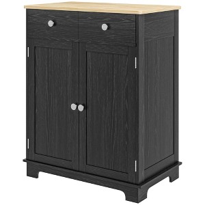 Aghana Digitals Distressed Black Kitchen Sideboard with Solid Wood Top, 2 Drawers & Adjustable - 1 of 4
