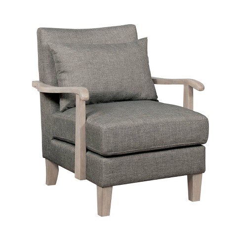 Forrester Wood Arm Accent Chair Gray, Grey Accent Chair With Wooden Arms