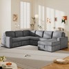 115.6" Oversized Corduroy U-Shaped Modular Sectional Sofa with Storage Chaise Lounge, USB Ports, and Pull-Out Bed - 3 of 4