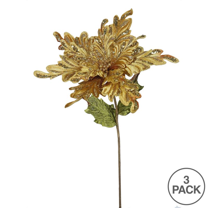 Vickerman 31", 15" Flower Velvet Poinsettia Aritificial Christmas Pick, 3 of 4