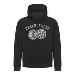 Everyday Kids Cheerleader Girls Pullover Hoodie – Pom Pom Sketch Graphic Sweatshirt - 1 of 4