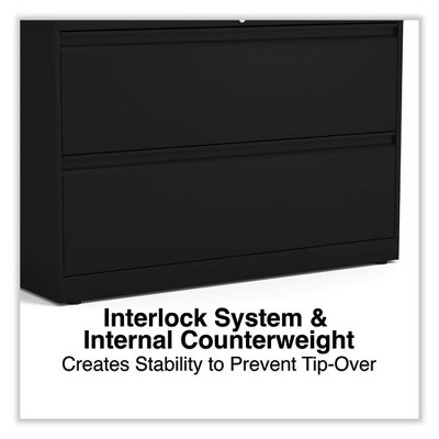 Black Steel 2-Drawer Lockable Lateral File Cabinet