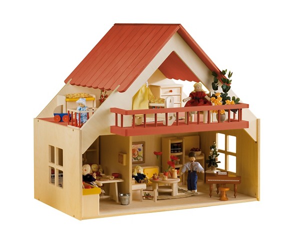 Rulke Wooden Doll House with Balcony
