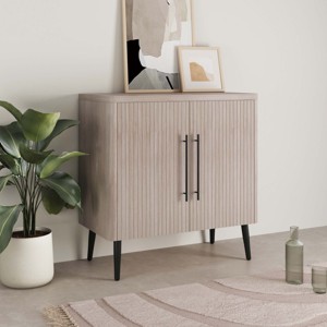 GDFStudio Jodie Mid-Century Modern Accent Cabinet with Ribbed Doors and Adjustable Shelves - 1 of 4