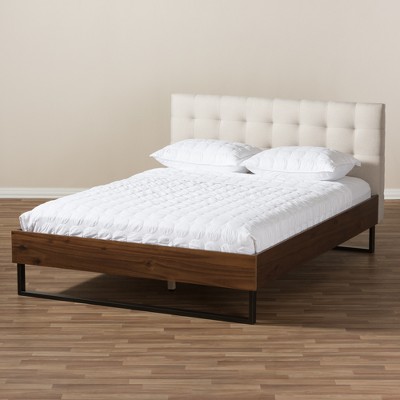 Modern Mitchell Queen Platform Bed with Tufted Faux Leather Headboard