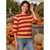 INSPIRE CHIC Women's Stripes Casual Basic Elbow Sleeves Boat Neck Slim Fit T-Shirts - 2 of 4