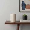 HomeRoots 11" Beige Cylinder Ribbed Texture Ceramic Table Vase - 2 of 4