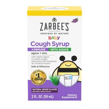 Zarbee's Baby Cough Syrup + Immune with Organic Agave & Zinc - Natural Grape Flavor - 2 fl oz