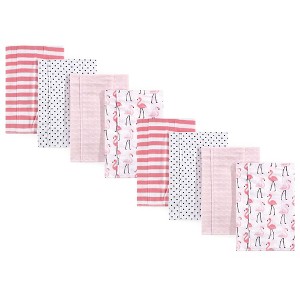 Hudson Baby Boys and Girls Cotton Poly Flannel Burp Cloths 8-Pack, One Size - 1 of 2
