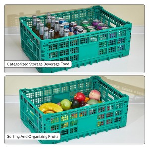 Collapsible Storage Bin Containe, 52 Liter Heavy Duty Transfer Box, 23.6" l x 15.7" w x 8.6" h Plastic Crate for Storage of Various Items - 1 of 4