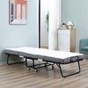 HOMCOM Folding Bed with 4" Mattress, Portable Foldable Guest Bed with Sturdy Metal Frame and Wheels, White - 3 of 4