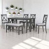 Modern 6-Piece Foldable Dining Set with Upholstered Chairs and Bench, Solid Wood Dining Table for Kitchen or Dining Room - 3 of 4