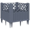 vidaXL Garden Planter with Pegs Gray 17.1"x17.1"x17.1" PP - 2 of 4