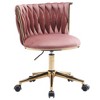 Velvet Office Desk Chair, Upholstered Ergonomic Office Chair With 5 Adjustable Swivel Wheels, Lifting Height 17.3"-21.3"(1.44-1.78ft),Pink - 2 of 3