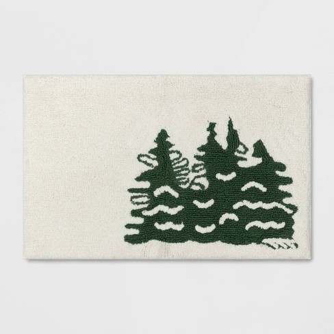 20 X30 Pine Tree Bath Rug Green Cream Threshold Target