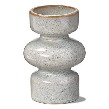 tagltd Linea Taupe Speckled Ceramic Reversible Taper and Pillar Candle Holder Medium,3.2L x 3.2W x 6.0H inches