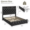 Queen Bed Frame with Charging Station & LED Lights - 50.8" Velvet Headboard,4 Storage Drawers,No Box Spring,Black - 2 of 4