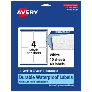 Avery Durable Waterproof Rectangle Labels with Sure Feed, 4.75" x 3.75" - 1 of 4