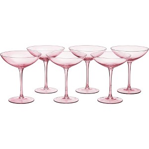 The Wine Savant Blush Pink Colored Champagne & Cocktail Glasses, Beautiful Addition to Home Bar with a Unique Style & Decor - 6 pk - 1 of 4
