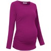 BLUEMING Womens Maternity Shirts Long Sleeve Crew Neck Basic Tank Tops Side Buttons Pregnant Shirts - 3 of 4