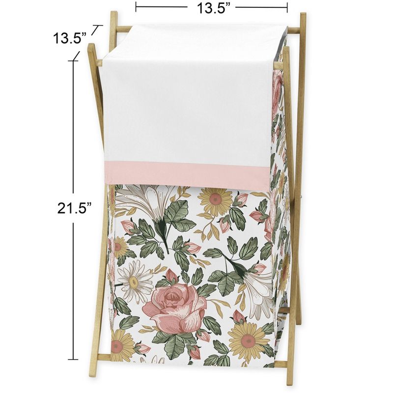 Sweet Jojo Designs Girl Laundry Hamper Vintage Floral Pink Green and Yellow, 4 of 6