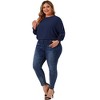Agnes Orinda Women's Plus Size Chiffon Crew Neck Batwing Ruffle Long Sleeve Casual Blouses - 3 of 4